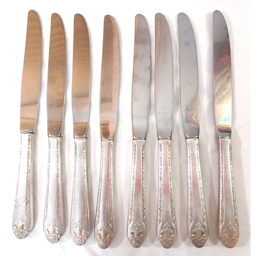 Holmes Edwards 8 VTG Lovely Lady Butter Knives Stainless Flatware 1937